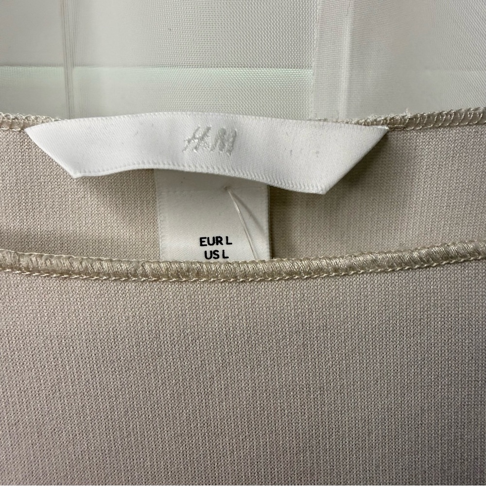 H&M Minimalist Boatneck Top | Cream Off-White Sleeveless Thick Jersey Slim Fit L - Picture 4 of 7